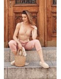 High waist slouchy denim pants, dirty pink 6520 - Online store - Boutique